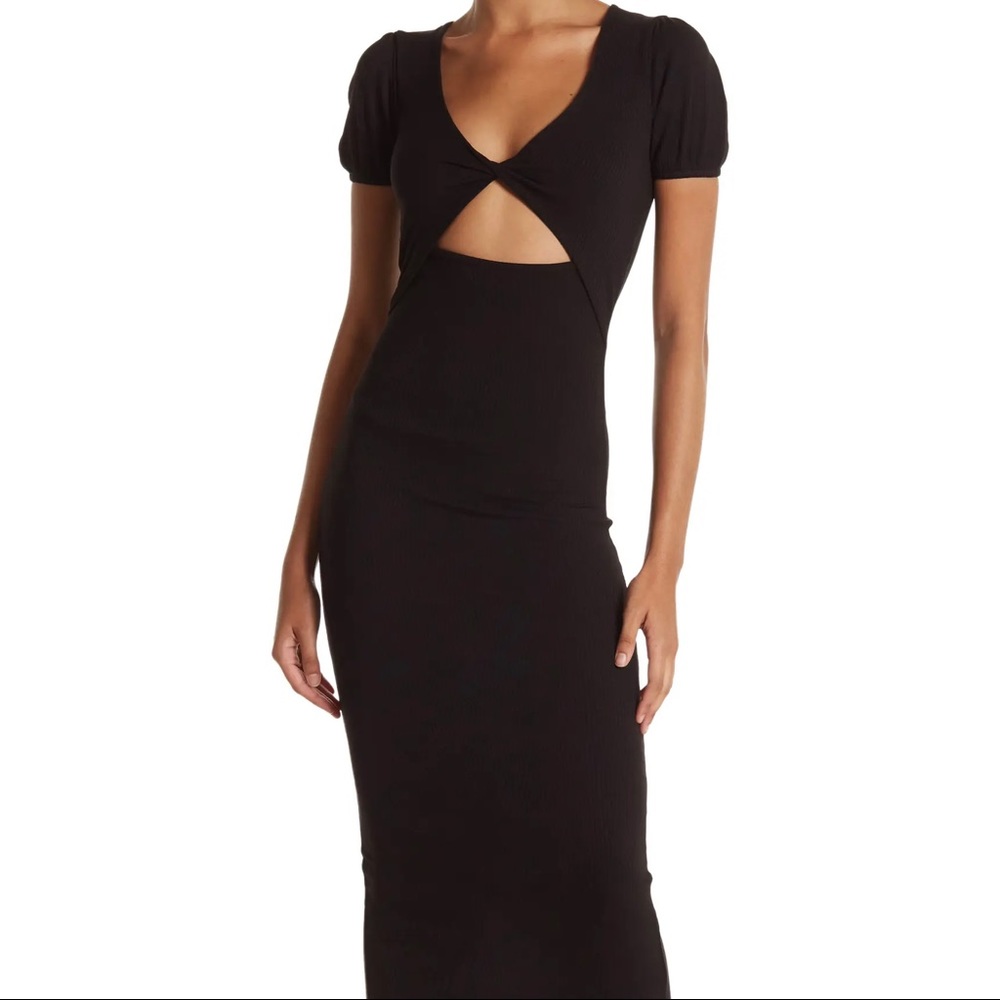 Black Topshop ribbed midi dress